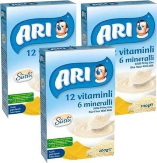 Arı Mama 200 Gr Sütlü Pirinç Unu 3'Lü Paket - Image 1