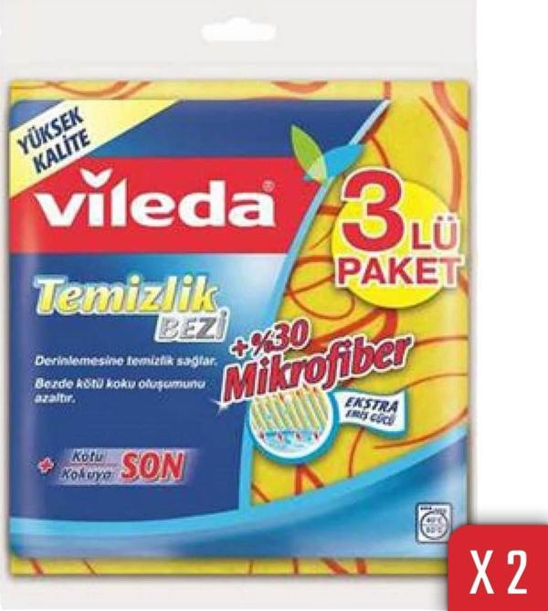 Vileda 3'lü Mikrofiber Temizlik Bezi 2'li Paket - Image 1