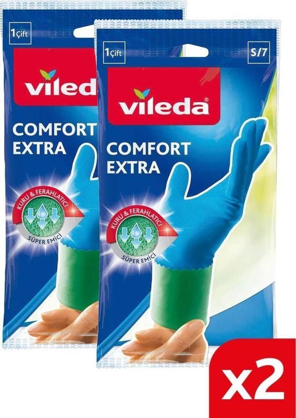 Vileda Comfort&Care Temizlik Eldiveni No 7 Küçük Boy 2'li Paket - Image 1