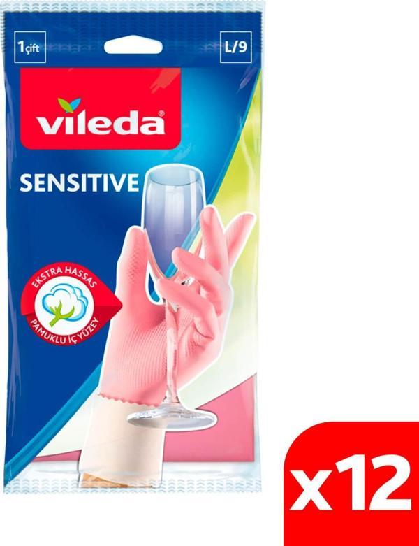 Vileda Sensitive Eldiven No 9 Büyük Boy 12'li Paket - Image 1