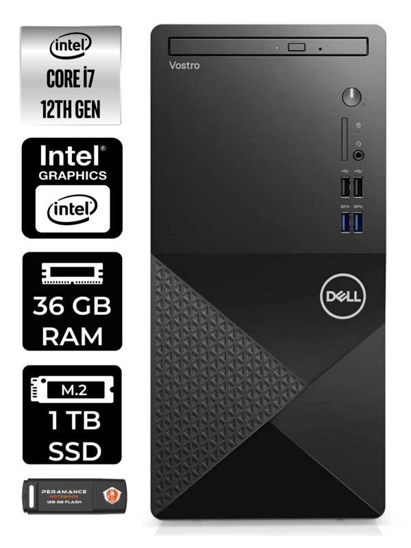 DELL VOSTRO 3910MT i7 12700 36GB RAM 1TB SSD W11PRO N7600VDT3910 MASAÜSTÜ PC & PER4 BELLEK - Image 1