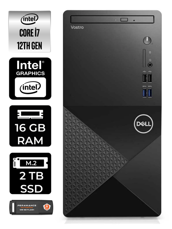 DELL VOSTRO 3910MT i7 12700 16GB RAM 2TB SSD FDOS N7598VDT3910 MASAÜSTÜ PC & PER4 BELLEK - Image 1