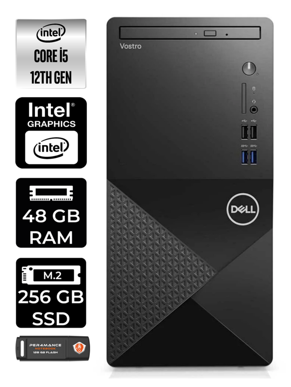 DELL VOSTRO 3910MT i5 12400 48GB RAM 256GB SSD FDOS N7519VDT3910 & MASAÜSTÜ PC & PER4 BELLEK - Image 1