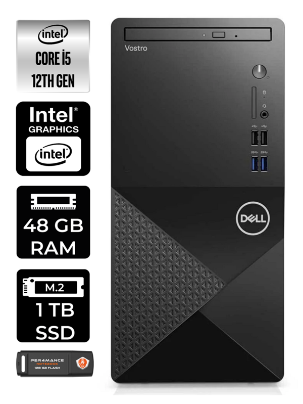 DELL VOSTRO 3910MT i5 12400 48GB RAM 1TB SSD W11HOME N7519VDT3910 & MASAÜSTÜ PC & PER4 BELLEK - Image 1