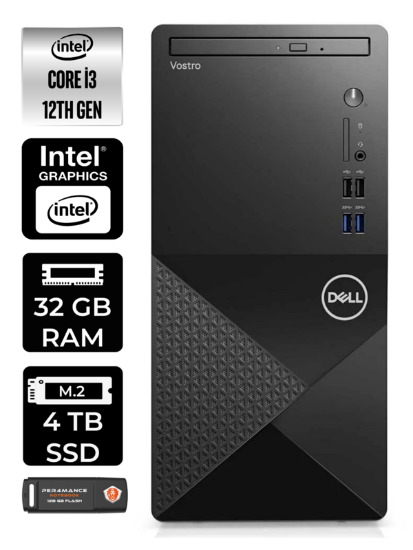 DELL VOSTRO 3910MT i3 12100 32GB RAM 4TB SSD W11HOME N3563VDT3910EMEA MASAÜSTÜ PC & PER4 BELLEK - Image 1