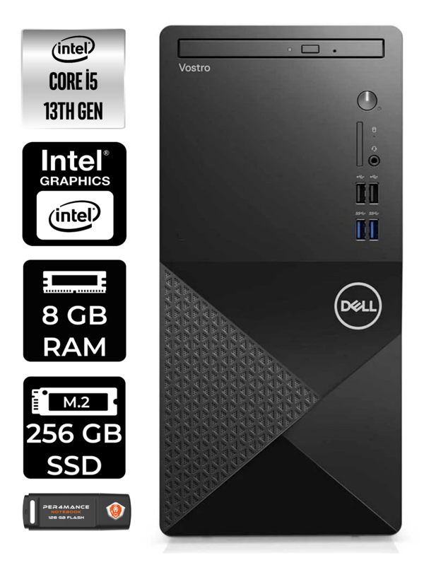 DELL VOSTRO 3020 i5 13400 8GB RAM 256GB SSD W11HOME N2046VDT3020MTU MASAÜSTÜ PC & PER4 BELLEK - Image 1