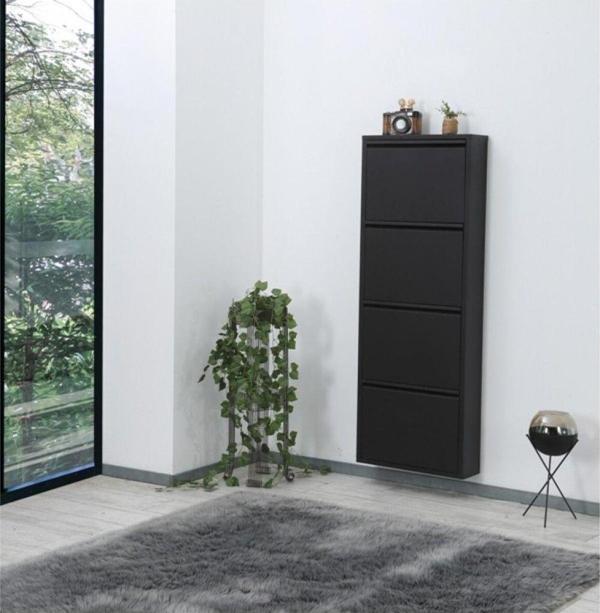 Homedora Arthur 4'lü Siyah Ayakkabılık 136.5x50x15 cm - Image 1