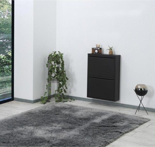 Homedora Arthur Siyah 2'li Ayakkabılık 50x15x70 cm - Image 1