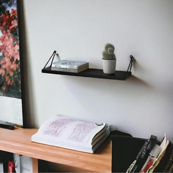 Homedora Alice Duvar Rafı Modern Raf Sıyah Teklı 60x18x12.5 cm - Image 1