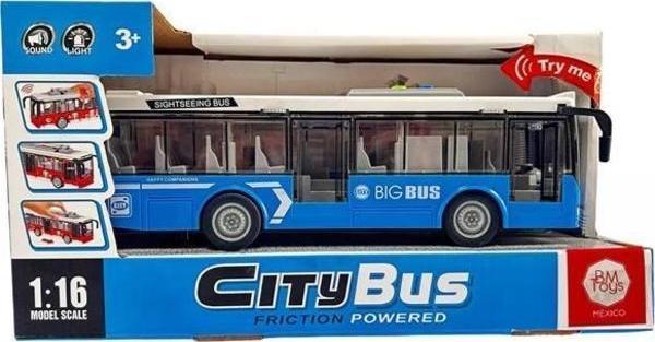 Ctoys Ses ve Işıklı Oyuncak Şehir Otobüsü A1119-13 Mavi - Image 1