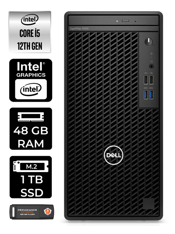DELL OPTİPLEX 3000MT i5 12500 48GB RAM 1TB SSD FDOS N010O3000MTAC MASAÜSTÜ PC & PER4 BELLEK - Image 1