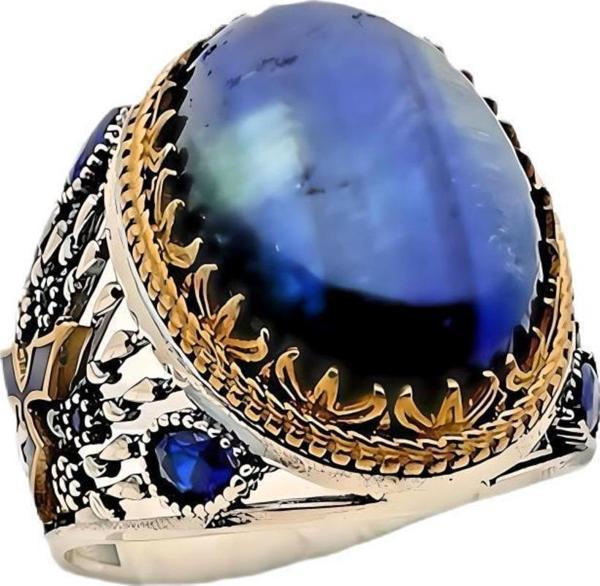 Lapis ve Zirkon Taşlı Gümüş Yüzük 240053312G12Y - Image 1