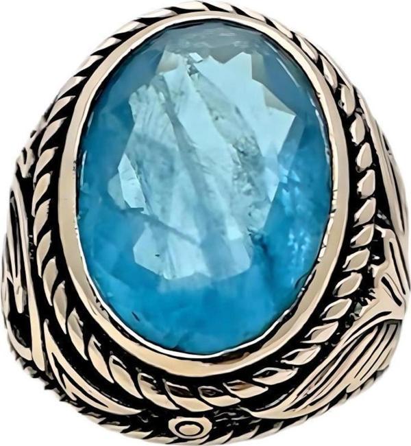 Paraiba Taşlı Gümüş Yüzük 240053179G20Y - Image 1