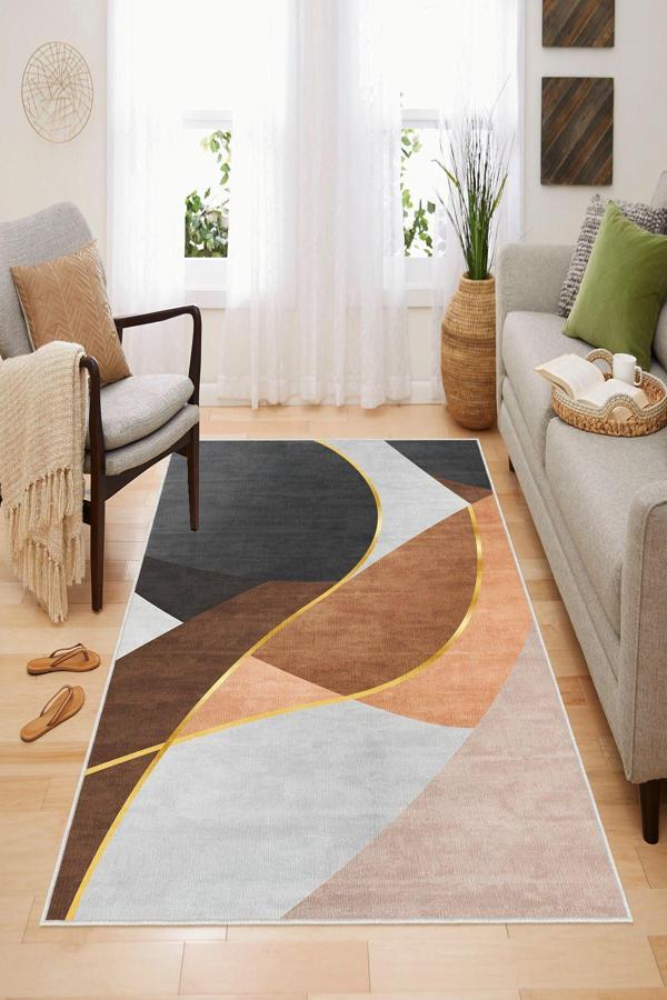 Dekoratif Özel Tasarım, Yıkanabilir, İnce, Kaymaz Tabanlı, Modern Halı - Image 1