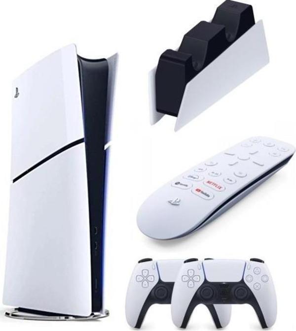 Sony Playstation 5 Slim Dijital + 2. Dualsense Ps5 Kol + Sarj İstasyonu + Medya Kumandası (İthalatçı Garantili) - Image 1