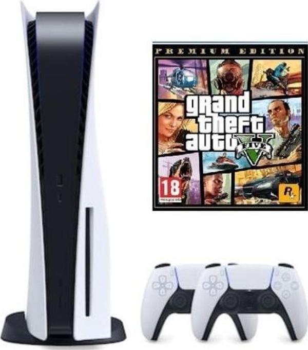 Sony Ps5 Playstation 5 Oyun Konsolu + 2. Kollu + Gta 5 - Image 1