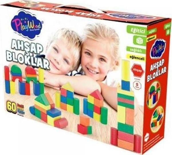Playwood Ahşap Eğitici Renkli Bloklar 60 Parça Ony-400 - Image 1