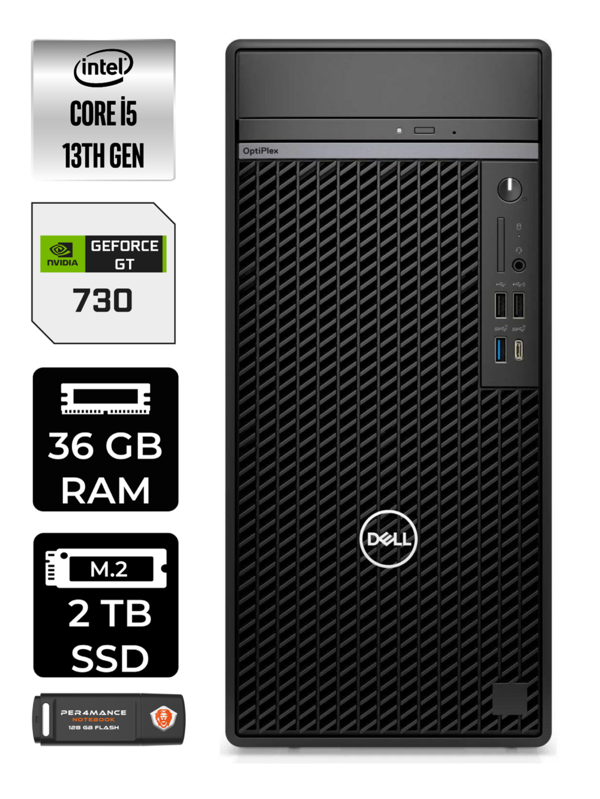 DELL OPTIPLEX i5 13500 36GB RAM 2TB SSD GT730/2GB FDOS N010O7010MTU MASAÜSTÜ PC & PER4BELLEK - Image 1