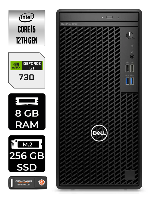 DELL OPTİPLEX i5 12500 8GB RAM 256GB SSD GT730/2GB FDOS N010O3000MTAC MASAÜSTÜ PC & PER4 BELLEK - Image 1
