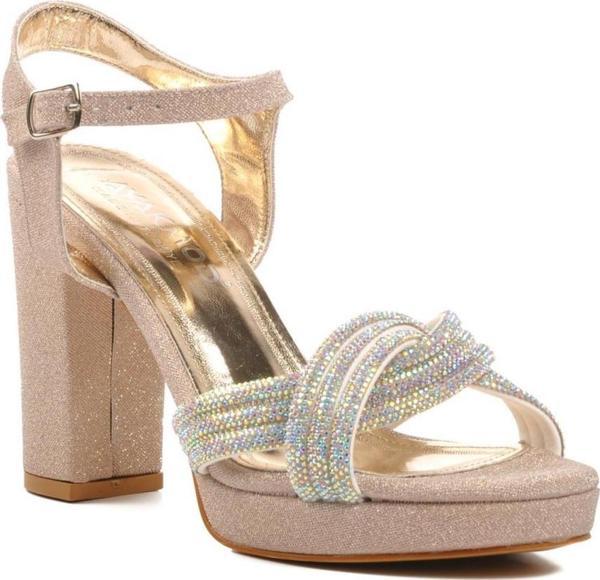 Ayakmod 655325 Altın Kadın Topuklu Abiye Ayakkabı - Image 1