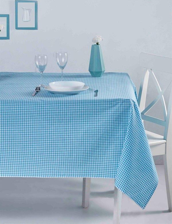 Denizli Concept Pötikareli Masa Örtüsü Turkuaz 170x170 Cm - Image 1
