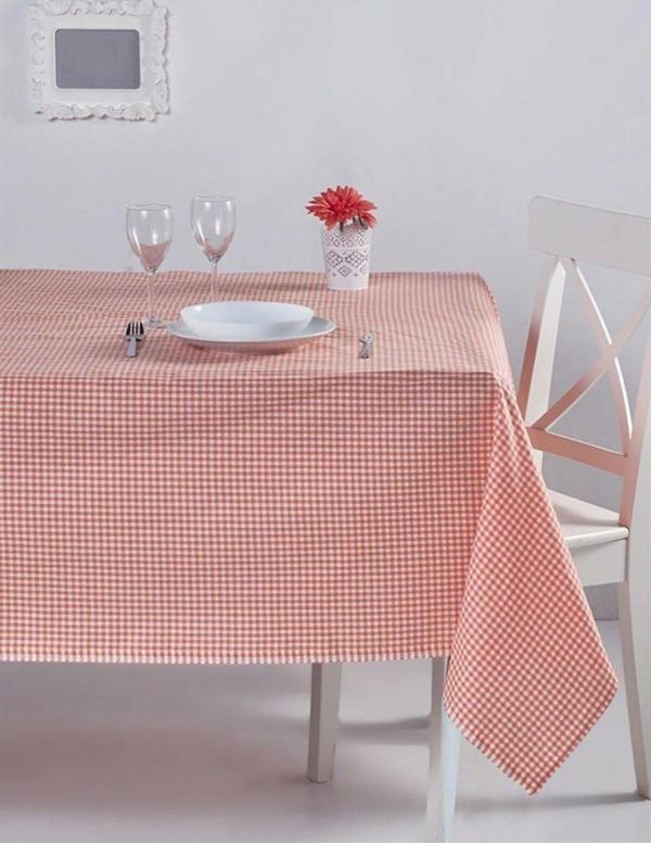 Denizli Concept Pötikareli Masa Örtüsü Turuncu 170x170 Cm - Image 1