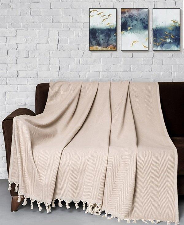 Denizli Concept Trendy Koltuk Örtüsü Bej 170x230 - Image 1
