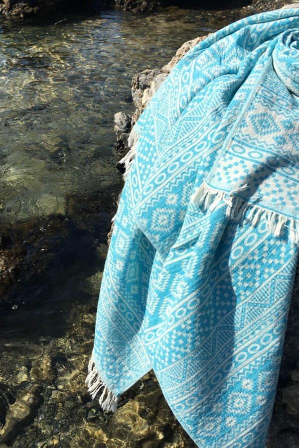 Denizli Concept Turkuaz Cicim Kilim Peştemal - Image 1