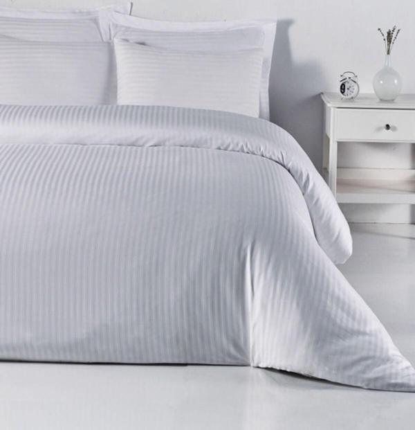 Denizli Concept Oxford Yollu Saten Nevresim Takımı Çift Kişilik - Image 1