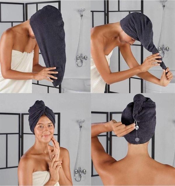 Denizli Concept Bone 2'li Saç Havlusu Siyah - Image 1