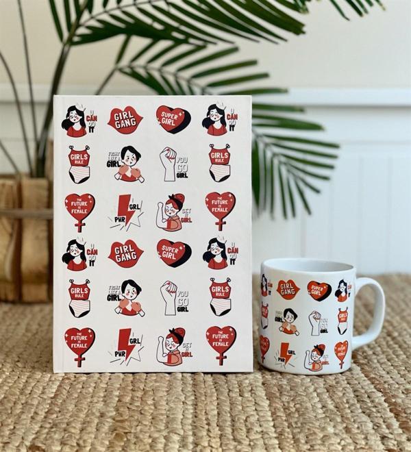 Girl Gang Tasarımlı Kupa Ve Sert Kapaklı Defter - Image 1