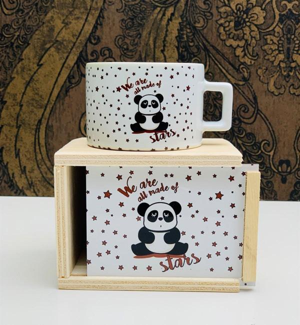 Hepimiz Yıldızlardanız Panda Tasarımlı Kutulu Kupa - Image 1