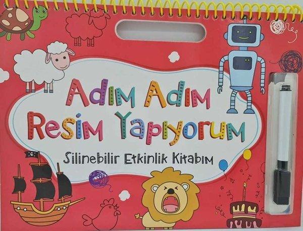 Adım Adım Resim Yapıyorum - Silinebilir Etkinlik Kitabım - Kırmızı - Net Çocuk Yayınları Yayınevi - Image 1
