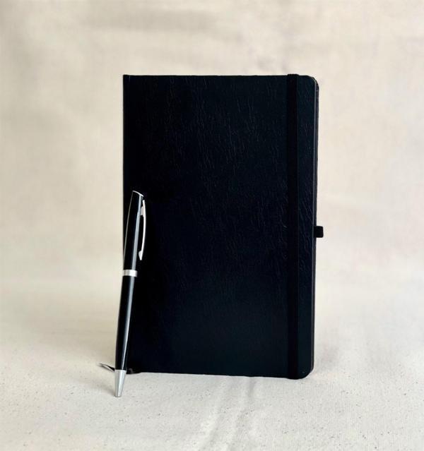 Siyah Deri Defter ve Roller Tükenmez Kalem - Image 1