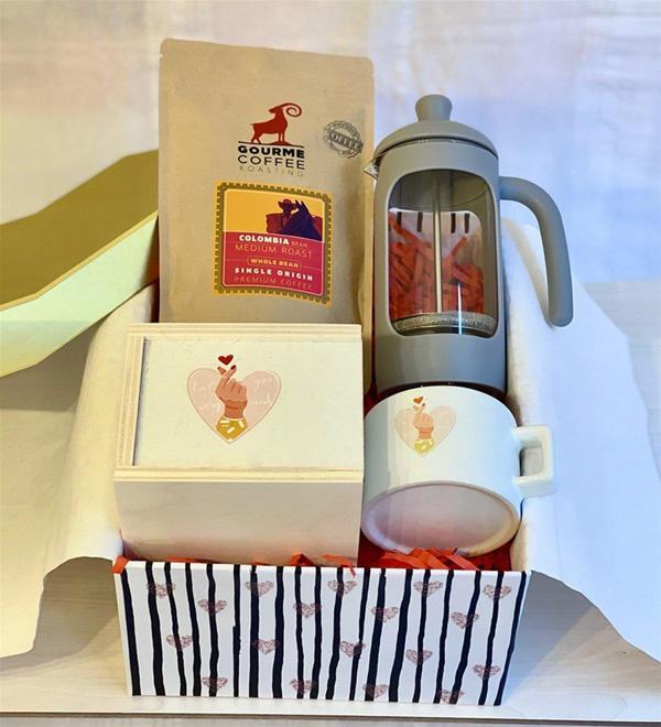 Sonsuz Sevgi French Press & Filtre Kahveli Sevgiliye Hediye Seti - Image 1
