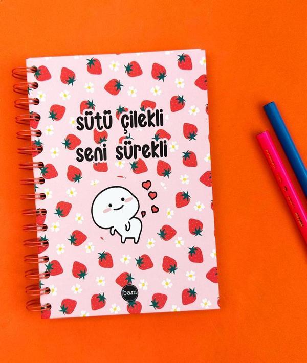 Sütü Çilekli 21x14Cm A5 Sketch Book - Eskiz Defteri - 270 Gr - 36 Yaprak - Image 1
