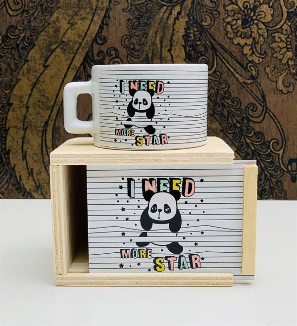 Yıldızlı Panda Tasarımlı Kutulu Kupa - Image 1