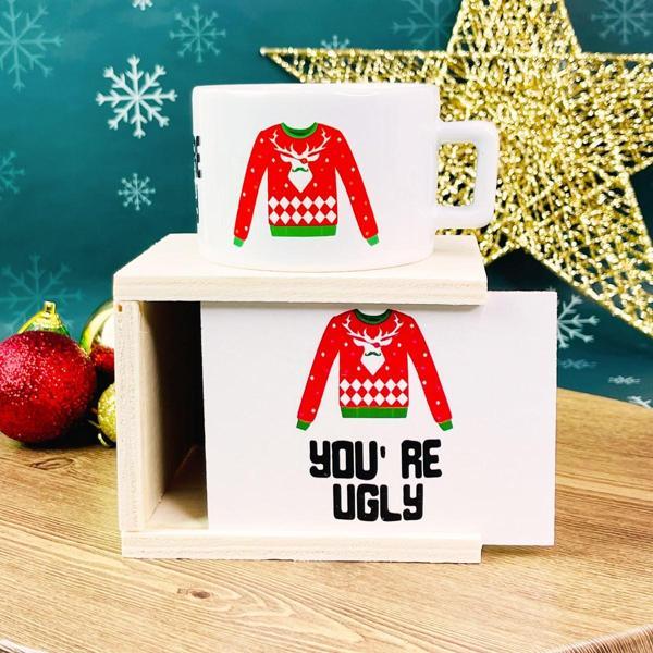 You're Ugly Yılbaşı Tasarımlı Kutulu Kupa - Image 1