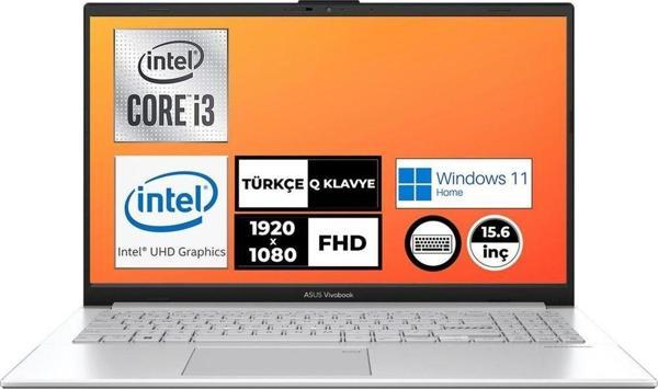 ASUS Vivobook Go 15 i3-N305 8GB 512GB SSD W11H 15.6" FHD Taşınabilir Bilgisayar E1504GA-NJ257W001 - Image 1