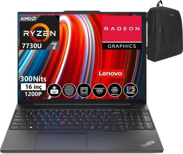 Lenovo Thinkpad E16 Gen1 Amd Ryzen™ 7 7730U 40GB 512GB SSD 16" WINDOWS11PRO Wuxga IPS Dizüstü Bilgisayar TB21JT0017TX46 + Weblegelsin Çanta - Image 1