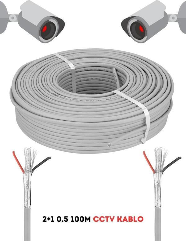 Fury 2+1 0.5 mm 100 Metre Cctv Kablo Güvenlik Kamera Kablosu - Image 1