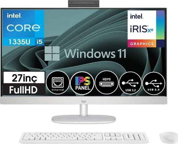 Hp All-In-One 27-CR0007NTT Intel® Core™ I5-1335U 32GB 1tb SSD 27" Fhd IPS WINDOWS11PRO All In One Bilgisayar 8898B7EAW14 + Zetta USB Bellek - Image 1