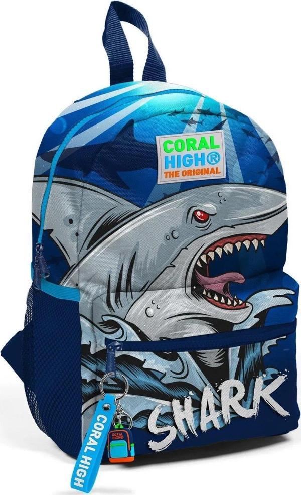 Coral High Kids Lacivert Mavi Köpek Balığı Desenli Mini Yuva Sırt Çantası 23522 - Image 1