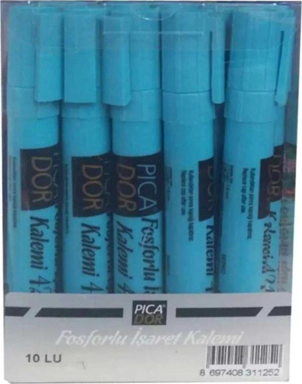 Picador 421 Fosforlu Kalem Pastel Mavi Kx 086 10 Lu (1 Paket 10 Adet) - Image 1
