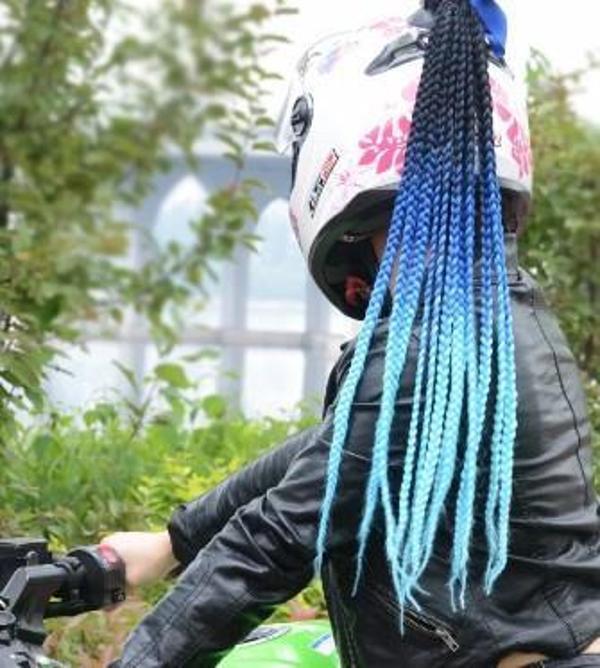 Tex Kask Süsü 4 Motosiklet Bisiklet Ve Kayak Kask Süsü Örgü At Kuyruğu Saç Yeşil Gri - Image 1