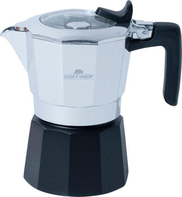 On Off Kamp Kahve Potu Moka Pot 150 ML 2 Cup Gümüş Siyah - Image 1