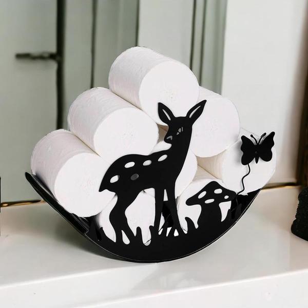 Geyik Temalı Metal WC Tuvalet Kağıtlığı - Image 1