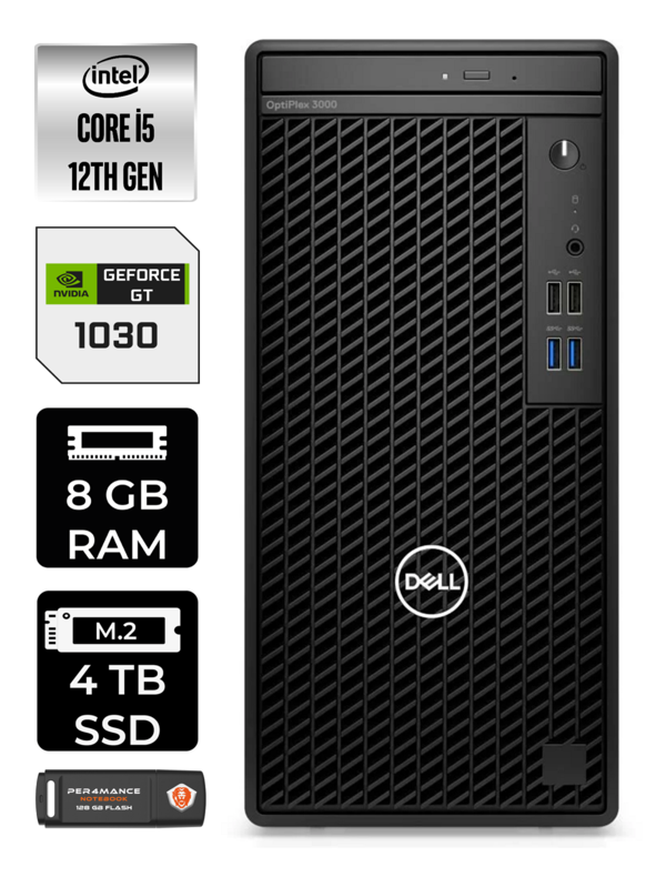 DELL OPTİPLEX i5 12500 8GB RAM 4TB SSD GT1030/4GB W11PRO N010O3000MTAC MASAÜSTÜ PC & PER4 BELLEK - Image 1