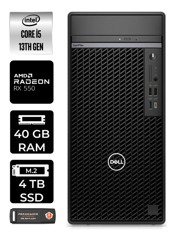 DELL OPTIPLEX i5 13500 40GB RAM 4TB SSD RX550/4GB FDOS N010O7010MTU MASAÜSTÜ PC & PER4BELLEK - Image 1