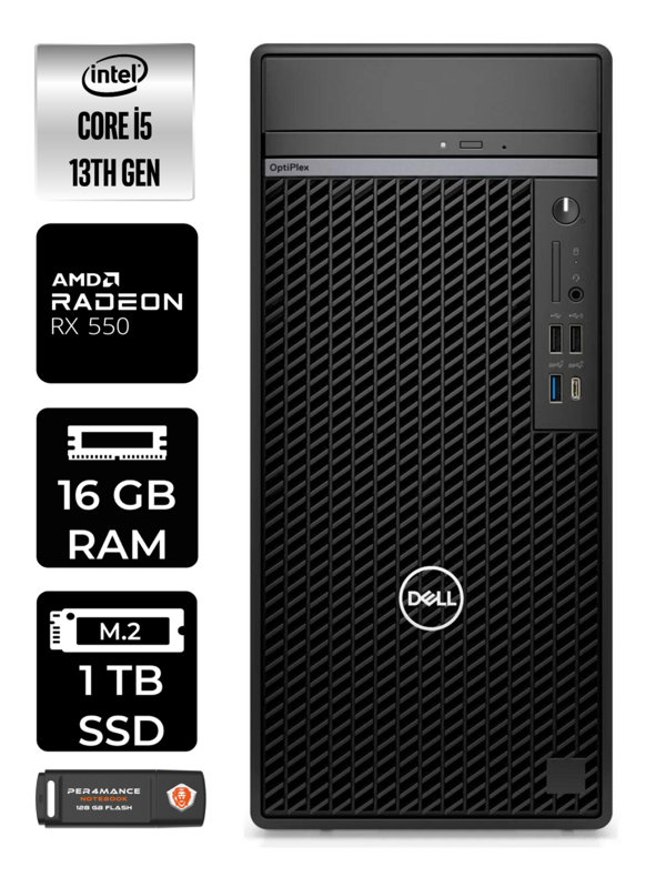 DELL OPTIPLEX i5 13500 16GB RAM 1TB SSD RX550/4GB FDOS N010O7010MTU MASAÜSTÜ PC & PER4BELLEK - Image 1